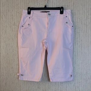 Gloria Vanderbilt Women Pink Bermuda Shorts Mid-Rise Cotton Blend SIZE 8p